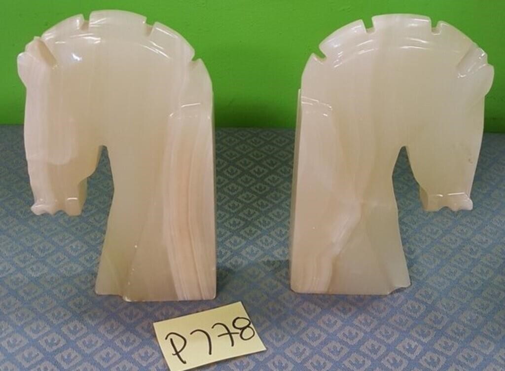 Z - CARVED STONE BOOKENDS (P178)