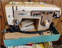 Vintage White Sewing Machine w/ Pedal & Manual