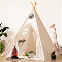 Kids Teepee Tent with Flag & Feathers