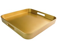 UOEKCS Gold Square Decorative Tray,13 Inch Plasti