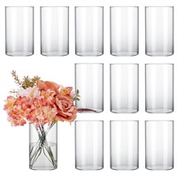 CUCUMI 12pcs Glass Cylinder Vases for Centerpiece