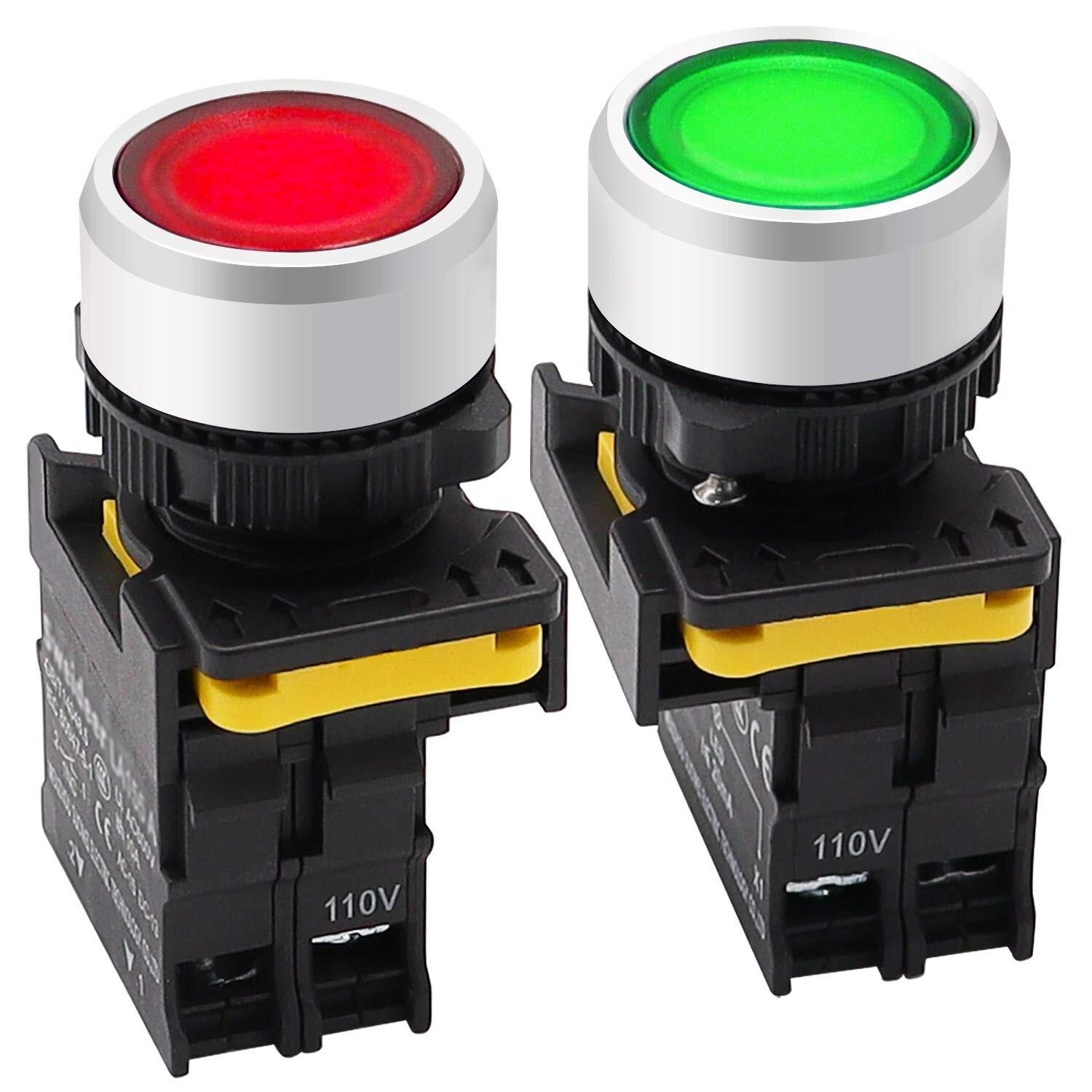mxuteuk 2Pcs Red Green LED Light Voltage 110V-220
