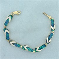 Opal I Flip Flop Link Bracelet in 14k Yellow Gold