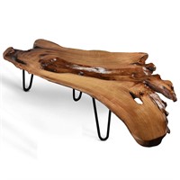 BTEOBFY Live Edge Coffee Table, Natural Living Ro