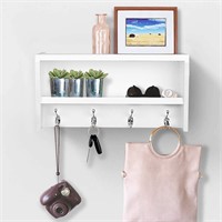 AHDECOR White Wall Mounted Entryway Shelf with Co