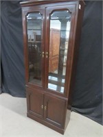 CHERRY MIRRORED BACK DISPLAY CABINET