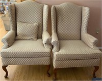 11 - PAIR OF MATCHING WING BACK CHAIRS