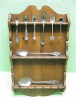 10.5 X 18 Wood Spoon Rack With Spoons