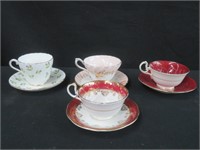 4 AYNSLEY BONE CHINA CUPS / SAUCERS