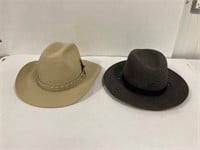 2 felt Stetson brand hats. Size ? 7 1/2 for sure