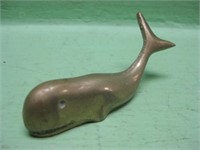 Vintage Solid Brass Whale