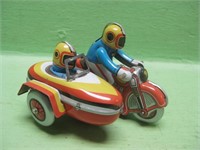 Motorcycle & Side Car Metal Wind Up Toy With Key