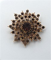 Austrian Atomic Starburst Brooch With Smoky Stones