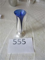 Cobalt Blue Bud Vase Silverplate 4 1/2"