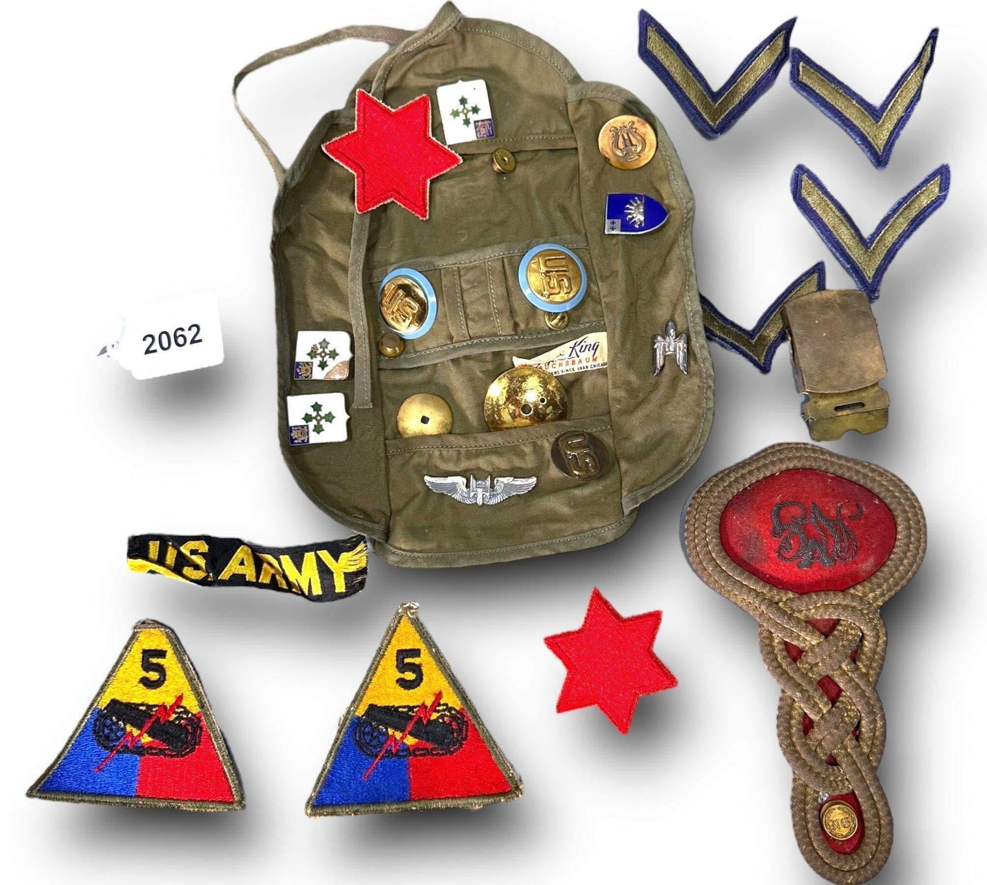 Atq. 5th Armored Div. Patches, Pins, Rucksack