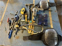 Assorted lot of Tools, Kneepads, and more