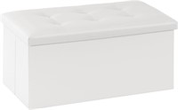 New $68 White Folding Storage Ottoman Bench
