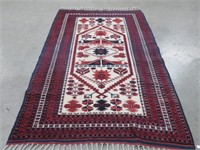 BLUE & RED HANDKNOTTED PERSIAN AREA RUG