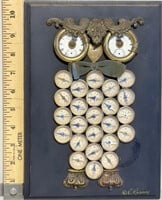 OWL figure made up of compasses and pocket watches