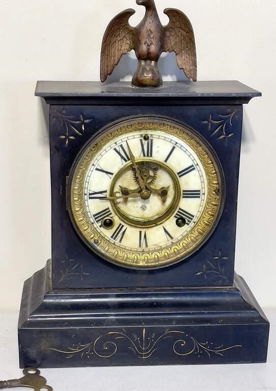 Ansonia Iron Shelf clock with Eagle Finial