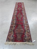 HANDKNOTTED RED HALL RUNNER