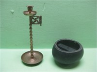 Two Asian Lamp Pieces - Brass & Metal