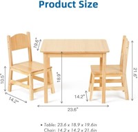OOOK Soild Wood Kids Table and 2 Chair Set