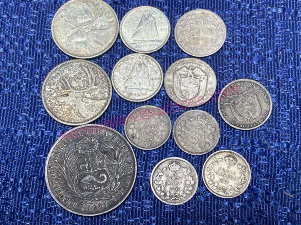 (12) Old Foreign Silver Coins lot