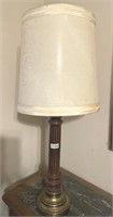 Vtg Wood Table Lamp w/shade brass base