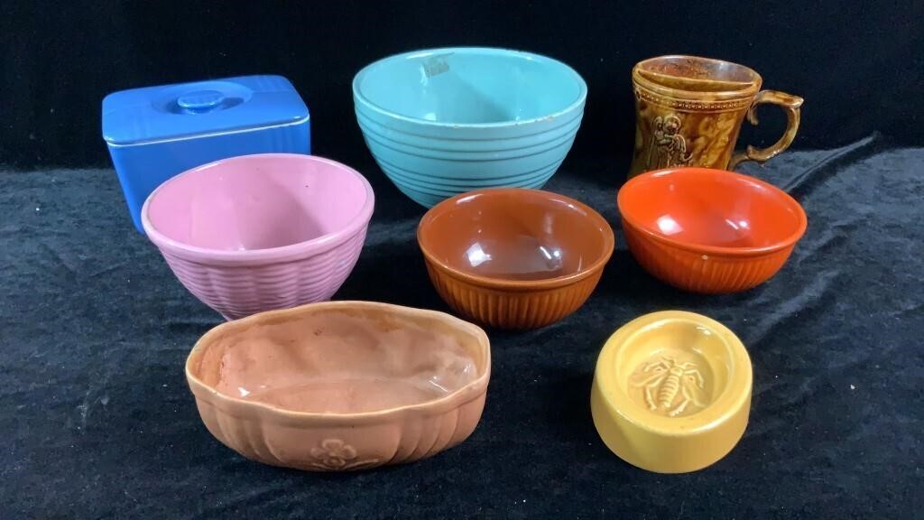 Vintage Pottery Mixing Bowls Hull Fridge Box