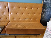 TAN UPOLSTERED BENCH SEATING, 61" X 29" X 53"