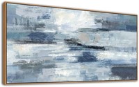 Indigo Framed Wall Art Abstract Ocean Canvas Picts
