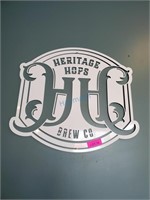 HERITAGE HOPS BREW CO. METAL SIGN