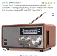 Oncheer Retro Vintage Wood Bluetooth