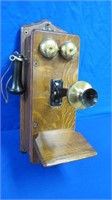 Antique Wooden Case Wall Mount Telephone,