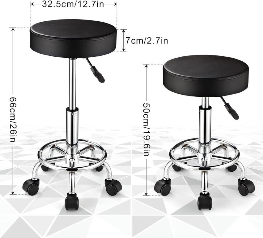 FNZIR Adjustable Stool with Wheels Round Rolling