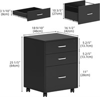 soges 3 Drawer Lockable Vertical File Cabinet