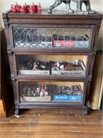 Antique Barrister Bookcase with Leaded Glass