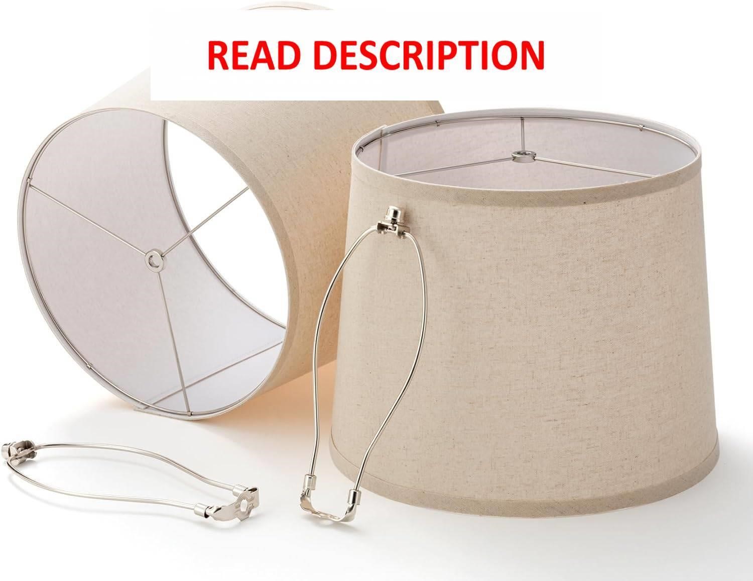 2 Linen Lamp Shades  Drum 12x14x11 inch  White