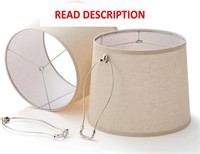 2 Linen Lamp Shades  Drum 12x14x11 inch  White