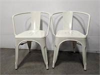 (2) THRESHOLD LOW BACK METAL DINING CHAIRS - WHITE