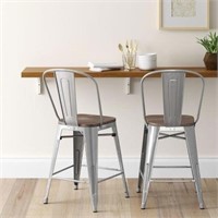 (2) THRESHOLD BACKED WOOD SEAT COUNTERSTOOLS