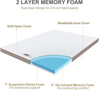 BedStory Gel Memory Foam Mattress Topper, 3 Inch