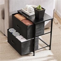 Sweetcrispy End Table With 2 Drawers For Bedroom,