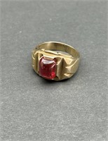 Vintage 10K Gold & Glass Stone Ring