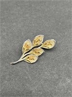 .925 Sterling Silver Leaf Brooch