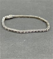 .925 Sterling Silver Clear & Purple Stone Bracelet