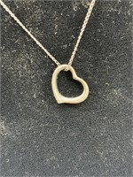 White Gold Filled Open Heart on 16" Chain