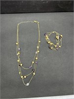 Gold Plated Sterling Silver Necklace & Bracelet