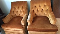 PAIR OF UPHOLSTERED RETRO OCCASICAL CHAIRS